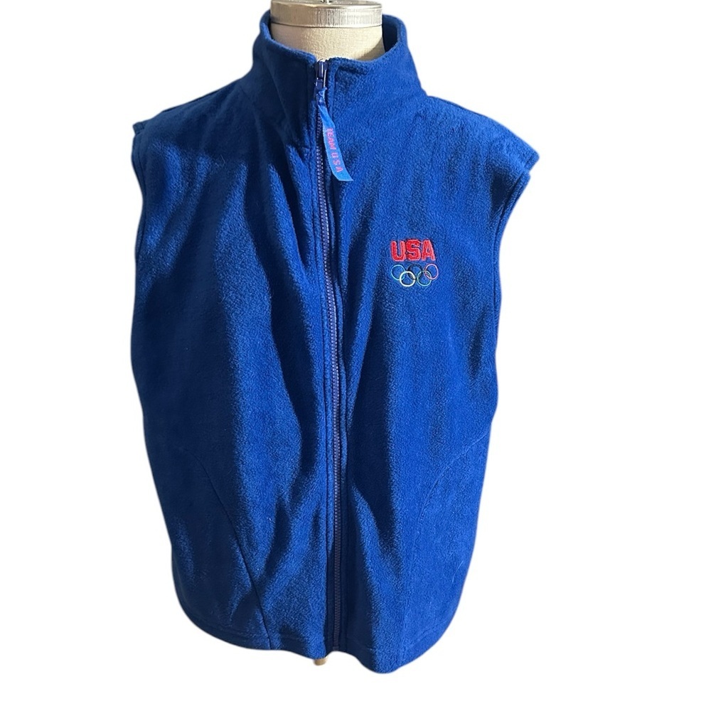 Vintage Unisex Authentic USA Olympic Blue Fleece Vest